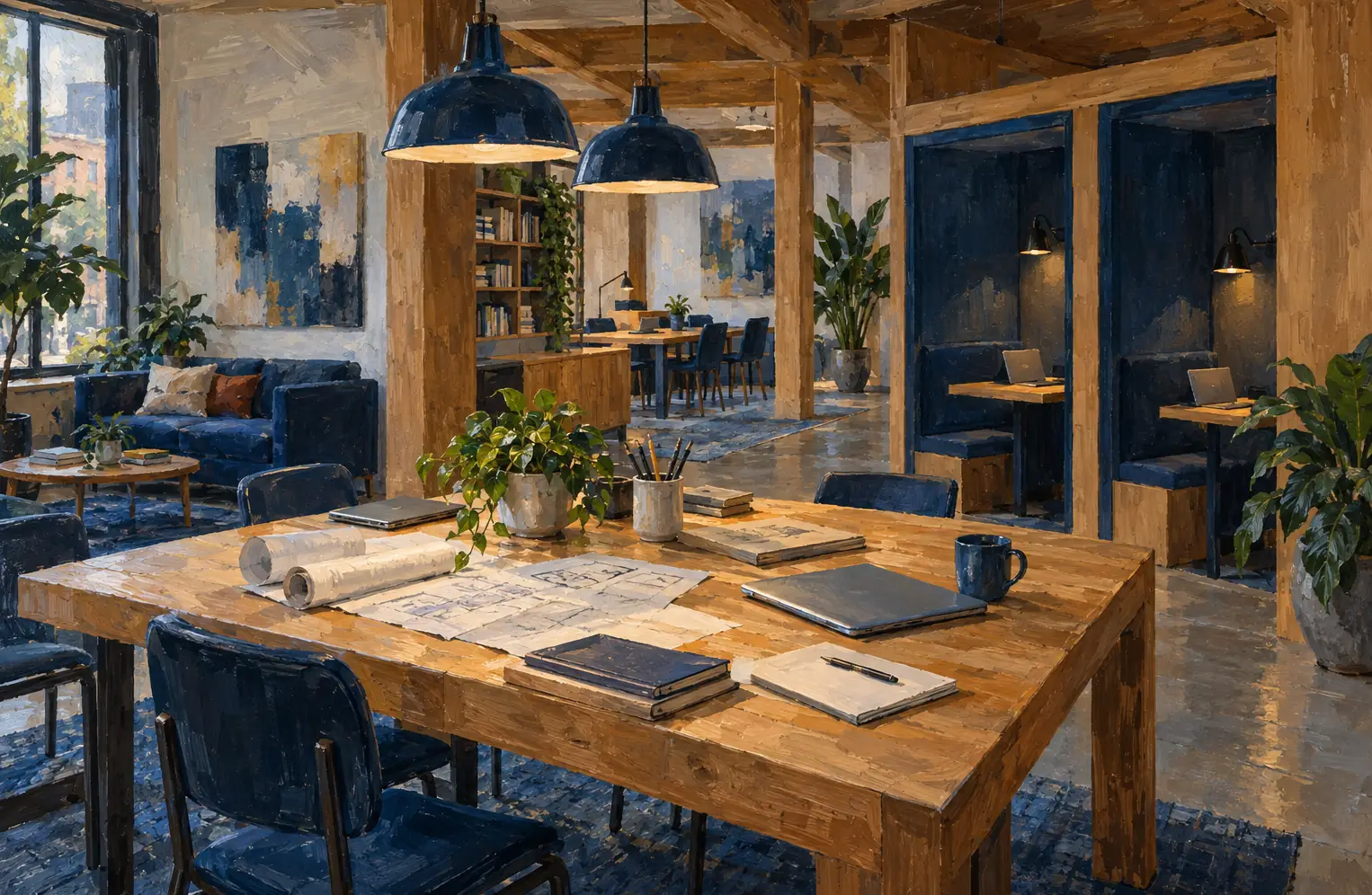 Illustration of workspace businesses and their working space