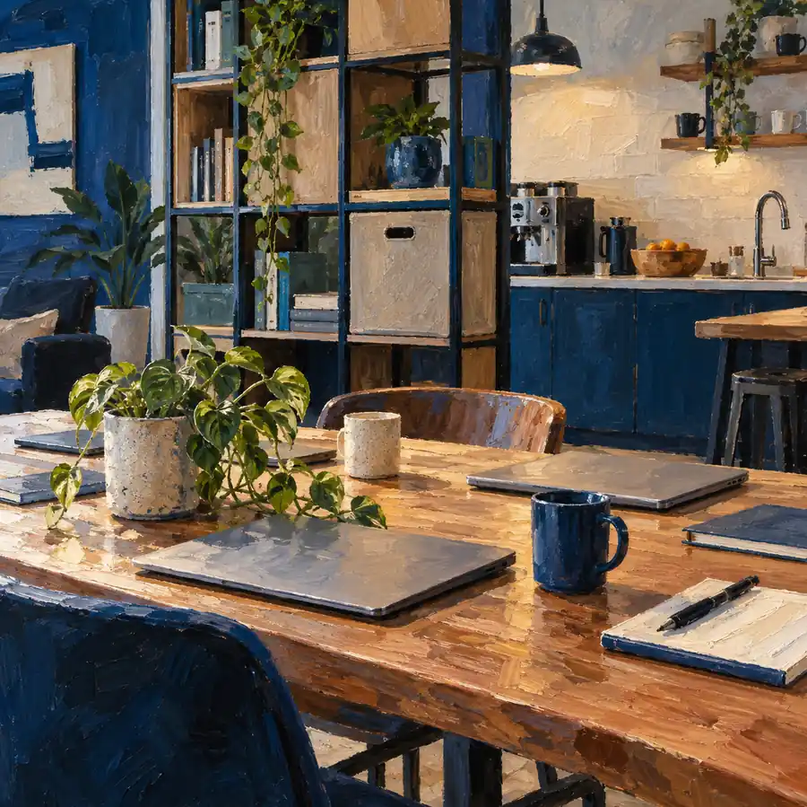 Illustration of workspace businesses equipment and workspace